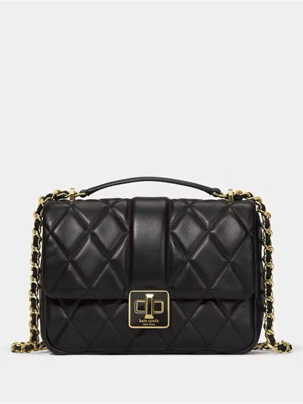 ♠️Kate Spade Carey Quilted Leather Small Flap Crossbody Bag, Black NWT